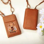 Henkilökohtainen söpö Highland Cow PU Nahka Crossbody laukku lompakko nimi äitienpäivä syntymäpäivälahja naisille