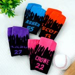 Personalized Water Dropping Soft Compression Socks with Name and Number Team Accessory Game Day Gift for Ball Sports Lover