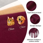 Écharpe Super Douce Personnalisée avec 1-3 Photos et Nom d'Animaux de Compagnie Brodées Accessoire de Mode Cadeau Anniversaire pour Femme Homme
