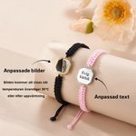 Personlig flätad armband med dold värmeaktiverad bild justerbar med graverad text födelsedags valentine och årsdagspresent