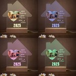 Personalized New Beginnings House-Shaped LED Night Light with Photo Year and Wooden Base Housewarming Gift for Family