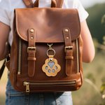 Personalised Paw Print Cute Pet Face Photo PU Leather Keychain with Name Hair Storage Keepsake Memorial Sympathy Gift for Pet Lover Loss of Pet