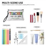 Personalised Teacher Theme Design Portable Makeup Bag with Text and Wrist Strap Daily School Essential Birthday Gift for Women Teacher