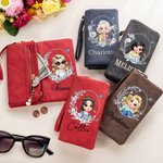 Personalised Butterfly Birth Flower Cartoon Character  PU Leather Wallet with Name and Wristlet Wedding Birthday Gift for Women Girls