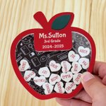 Personalised Apple Teacher Fridge Magnet Bracket with 1-25 Heart Student Names Back to School Teacher's Day Appreciation Gift for Teacher