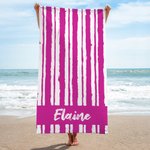 Personalized Stripes Line Quick Dry Oversized Microfiber Beach Towel with Name Summer Vacation Pool Party Accessories Gift for Women