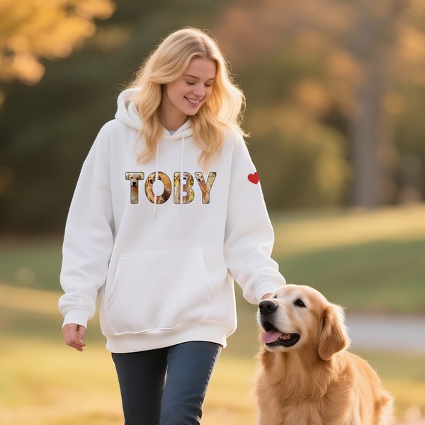 Personalized 1-9 Photos Collage Design Multicolour T-shirt Sweatshirt Hoodie with Name Birthday Anniversary Gift for Family Pet Lovers