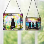 Personlig farget glass stil hund silhuett design vindu hengende solfanger ornament med navn sympati minnegave for hundeelskere eier
