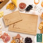 Personalised Line Style Birth Flower Name FSC Bamboo Charcuterie Chopping Board with Juice Groove Thanksgiving Day Birthday Gift for Family