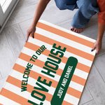 Personalisierte Multicolor Sunkissed Stripes Anti-Rutsch-Türmatte mit Text Home Decor Housewarming Geburtstag Geschenk für Familie Freunde