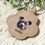 Personalised Paw Print Cute Pet Face Photo PU Leather Keychain with Name Hair Storage Keepsake Memorial Sympathy Gift for Pet Lover Loss of Pet