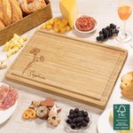 Personalised Line Style Birth Flower Name FSC Bamboo Charcuterie Chopping Board with Juice Groove Thanksgiving Day Birthday Gift for Family