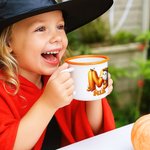 Mug en émail coloré avec nom Halloween Fantôme Citrouille Initiale Enfant 12 oz Halloween Anniversaire Retour à l'école Cadeau pour Garçons Filles