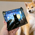Personlig farget glass stil hund silhuett design vindu hengende solfanger ornament med navn sympati minnegave for hundeelskere eier