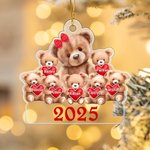 Henkilökohtainen Mama Bear ja Lapset Bear Clear Akryyli Ornamentti 1-10 nimet ja vuosi joulukuusi sisustus perhejuhla lahja äiti isoäiti
