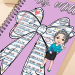 Personalized Cartoon Teacher Character Bow Element A5 Journal Notebook with Text Teacher's Day Back to School Gift for Teachers