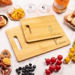Personalized Engraved Line Birth Flower Bamboo Charcuterie Cutting Board with Handle Housewarming Thanksgiving Gift for Cooking Lover Family Friends