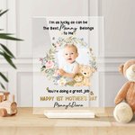 Personalized The Best Mommy Belongs to Me Acrylic Plaque Ornament with Photo and Text Home Decor Birthday Mother's Day Gift for Mother
