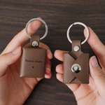 Porte-Clés en Cuir PU Personnalisé avec 3 Photos de Famille et Texte Gravé Cadeau Anniversaire Fête des Pères pour Papa Mari