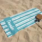 Personalized Stripes Line Quick Dry Oversized Microfiber Beach Towel with Name Summer Vacation Pool Party Accessories Gift for Women