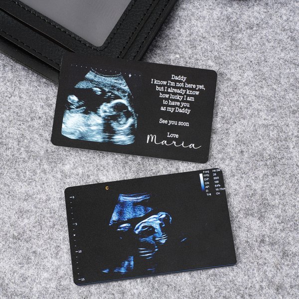 Personalized Ultrasound Photo Wallet Card with Name Pregnancy Baby Announcement Baby Shower Gift for New Dad