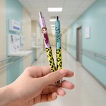 Personalized Nurse Cartoon Character Glitter Leopard Print Ball-Point Pen with Name Nurse Week Appreciation Birthday Gift for Medical Staff