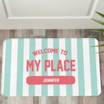 Personalisierte Multicolor Sunkissed Stripes Anti-Rutsch-Türmatte mit Text Home Decor Housewarming Geburtstag Geschenk für Familie Freunde