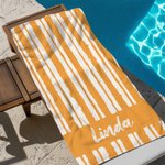 Personalized Stripes Line Quick Dry Oversized Microfiber Beach Towel with Name Summer Vacation Pool Party Accessories Gift for Women