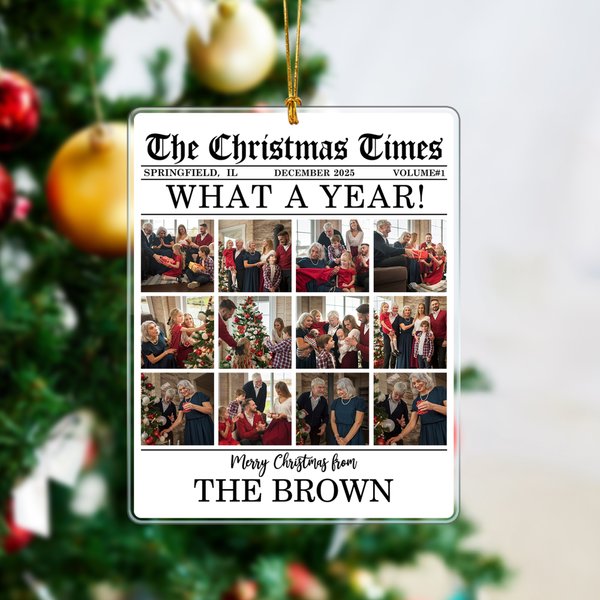 Personalized The Christmas Times Portable Acrylic Ornament with Photos Address Year and Family Name Christmas Gift for Family Friends