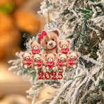 Henkilökohtainen Mama Bear ja Lapset Bear Clear Akryyli Ornamentti 1-10 nimet ja vuosi joulukuusi sisustus perhejuhla lahja äiti isoäiti