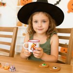 Mug en émail coloré avec nom Halloween Fantôme Citrouille Initiale Enfant 12 oz Halloween Anniversaire Retour à l'école Cadeau pour Garçons Filles