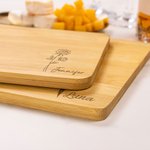 Personalized Engraved Line Birth Flower Bamboo Charcuterie Cutting Board with Handle Housewarming Thanksgiving Gift for Cooking Lover Family Friends