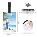 Étiquette de Bagage Personnalisée avec Personnage de Dessin Animé et Nom Cadeau Anniversaire Vacances pour Famille Amoureux de Voyages