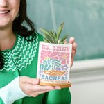 Gepersonaliseerde Bloemmotief Keramische Plantenbak met Tekst en Bamboe Base Home Decor Lerarendag Terug naar School Cadeau voor Leraar