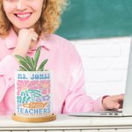 Gepersonaliseerde Bloemmotief Keramische Plantenbak met Tekst en Bamboe Base Home Decor Lerarendag Terug naar School Cadeau voor Leraar