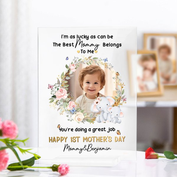 Personlig Den bästa mamman tillhör mig Akrylplakettprydnad med foto och text Heminredning Födelsedag Mors dag Present till mamma