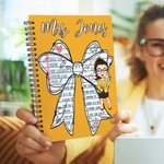 Personalized Cartoon Teacher Character Bow Element A5 Journal Notebook with Text Teacher's Day Back to School Gift for Teachers