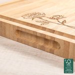 Personalised Line Style Birth Flower Name FSC Bamboo Charcuterie Chopping Board with Juice Groove Thanksgiving Day Birthday Gift for Family
