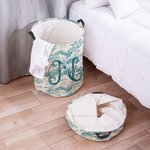 Personalized Retro French Toile De Jouy Style Waterproof Laundry Storage Basket with Handle Birthday Housewarming Gift for Newlyweds Couple