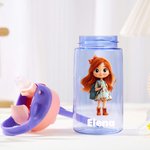 Botella personalizada de 475 ml con personaje de dibujo animado y nombre pajita de silicona y tapa regalo de cumpleaños o vuelta al cole para niños