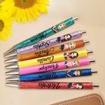 Personalized Cartoon Character Birth Flower Bouquet Name A5 Spiral Notebook Pen with 120 Lined Pages and Initial Birthday Gift for Women Girls