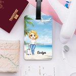 Étiquette de Bagage Personnalisée avec Personnage de Dessin Animé et Nom Cadeau Anniversaire Vacances pour Famille Amoureux de Voyages