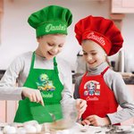 Personalised Fantasy Unicorn Dinosaur Adjustable Apron Chef Hat Set with Pocket and Name Cooking Baking Birthday Gift for Kids