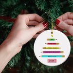 Personalised Pencil Christmas Tree Ceramic Hanging Ornament with Name Home Decor Christmas Birthday Gift for Teachers