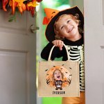 Personalized Face Photo Halloween Costume Jute Tote Bag with Name Trick or Treat Activity Halloween Holiday Gift for Boys Girls