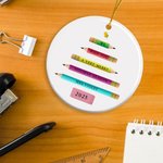Personalised Pencil Christmas Tree Ceramic Hanging Ornament with Name Home Decor Christmas Birthday Gift for Teachers