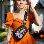 Personalized Cute Dazzling Neon Ghost Waterproof Crossbody Fanny Pack Waist Bag with Adjustable Strap Birthday Halloween Gift for Women Girls