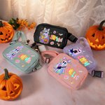Personalized Cute Dazzling Neon Ghost Waterproof Crossbody Fanny Pack Waist Bag with Adjustable Strap Birthday Halloween Gift for Women Girls