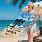 Personalized Retired Not My Problem Anymore Cartoon Character Beach Towel with Name Quick Dry Summer Essentials Retirement Gift for Family Colleague