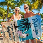 Personalized Retired Not My Problem Anymore Cartoon Character Beach Towel with Name Quick Dry Summer Essentials Retirement Gift for Family Colleague